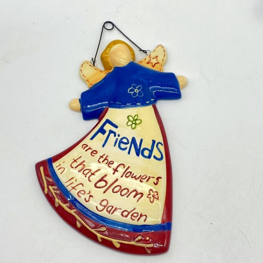 Handmade Angel Wall Hanging 10.5" Ceramic Friends Quote Inspirational Gift Home